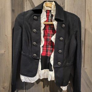 Priorities XS Black Military Style Blazer with White Shirt Ruffles
